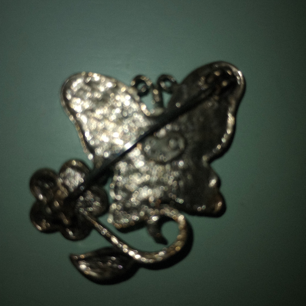 Vintage Purple and Silver Butterfly Brooch - Picture 2 of 4